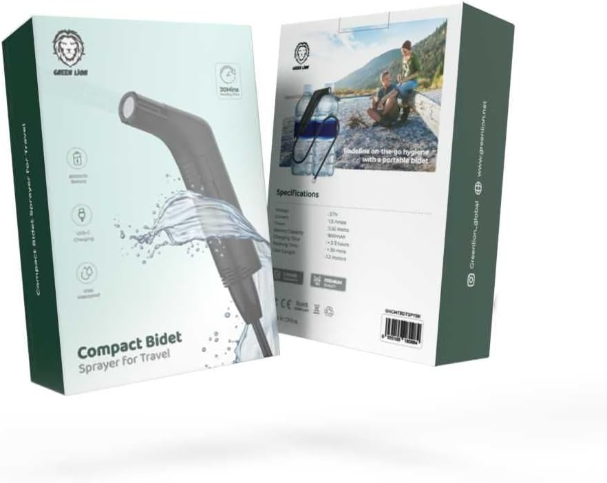 خرید خودشور برقی مسافرتی شلنگ‌دار گرین لاین Compact Bidet GNCMTBDTSPYBK