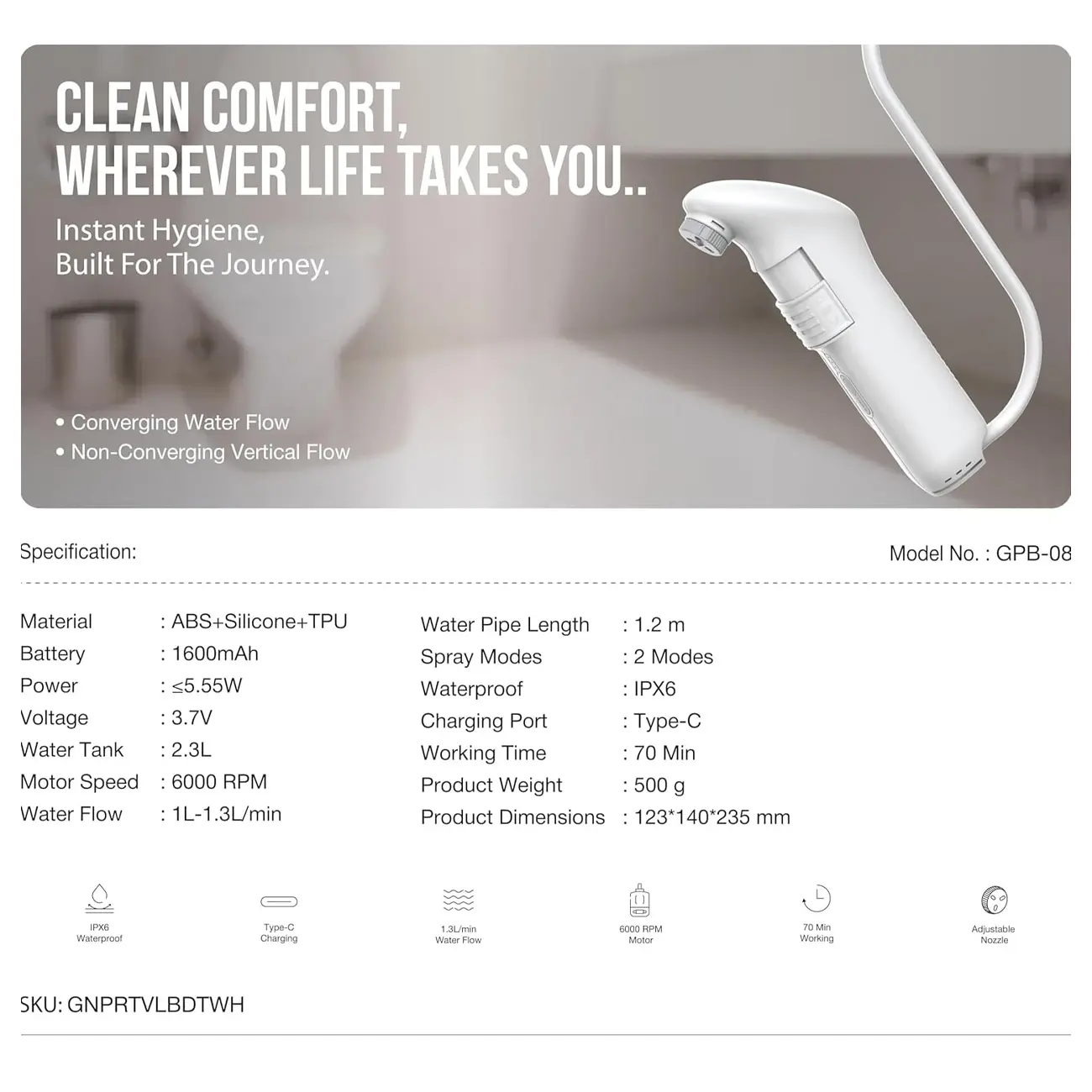 خرید خودشور مسافرتی گرین لاین پرو Green Lion Bidet Pro | مخزن ۲.۳ لیتری