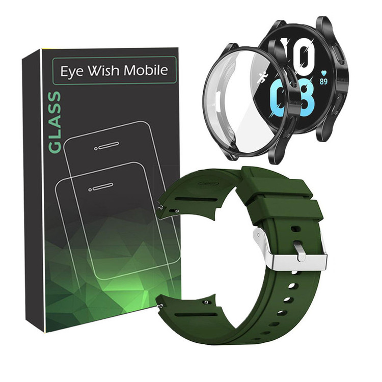 خرید بند آی ویش مدل SILIC_4 مناسب برای ساعت هوشمند سامسونگ GALAXY WATCH 6 CLASSIC 43 MM به همراه کاور بامپر و محافظ صفحه نمایش با کیفیت عالی از EYEWISH