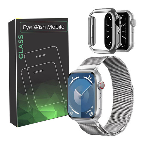 خرید بند آی ویش مدل MILAN مناسب برای اپل واچ سری SE/1/2/3/4/5/6/7/8/9/2021/2023/ALUMINUM سایز 38 میلی متر به همراه کاور بامپر با کیفیت عالی از EYEWISH