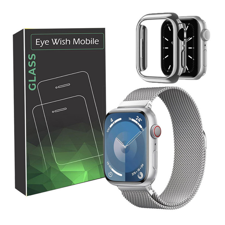 خرید بند آی ویش مدل milan مناسب برای ساعت هوشمند ویرفیت hk9 ultra2 / t800 ultra / t900 ultra / t1000 ultra / bml ultra max / s8 ultra max / bw8 / hw8 / tw8 ultra به همراه کاور بامپر با کیفیت عالی از EYEWISH