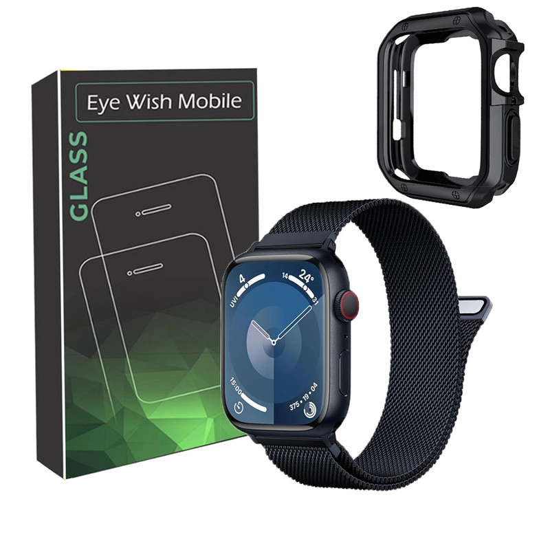 خرید بند آی ویش مدل milan-lux مناسب برای اپل واچ سایز 42 میلی متر به همراه کاور با کیفیت عالی از EYEWISH