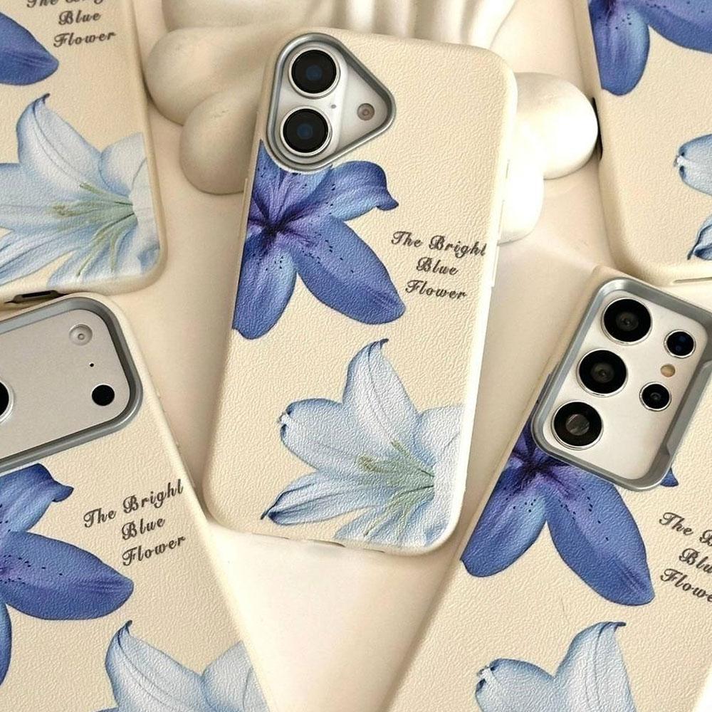 قاب گوشی اپل طرح لیلیوم آبی مناسب برای آیفون iphone 16 با کیفیت بالا
