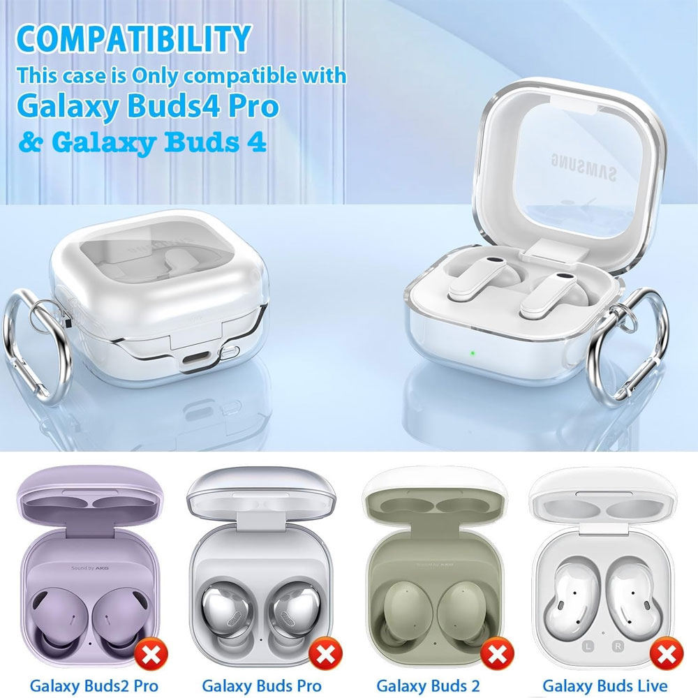 کاور مدل ژله ای شفاف مناسب برای کیس هنذفری بی سیم سامسونگ بادز چهار Galaxy Buds 4 / Buds 4 pro