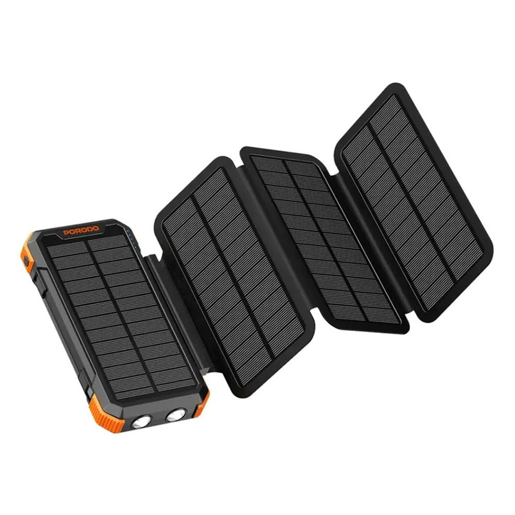 پاوربانک خورشیدی 20000 میلیآمپرساعت پرودو مدل 4 پنل 20 وات Porodo Power Bank 20000mAh 4-Panel Solar PD-PBFCH070