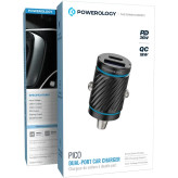 بسته بندی شارژر فندکی فست شارژ پاورولوژی Powerology مدل PCCSR023 توان 36 وات