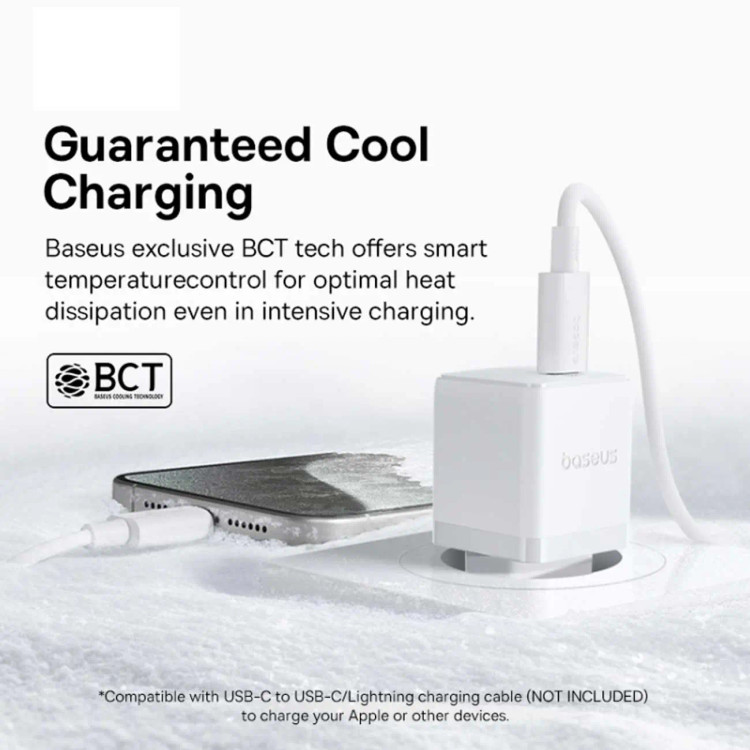 آداپتور شارژ 20 وات بیسوس مدل CCZC20CE به همراه کابل Type-C