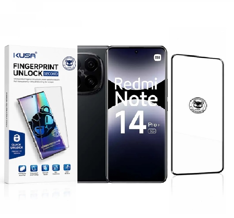 بسته‌بندی گلس اورجینال KUSA شیائومیRedmi Note 14 Pro Plus