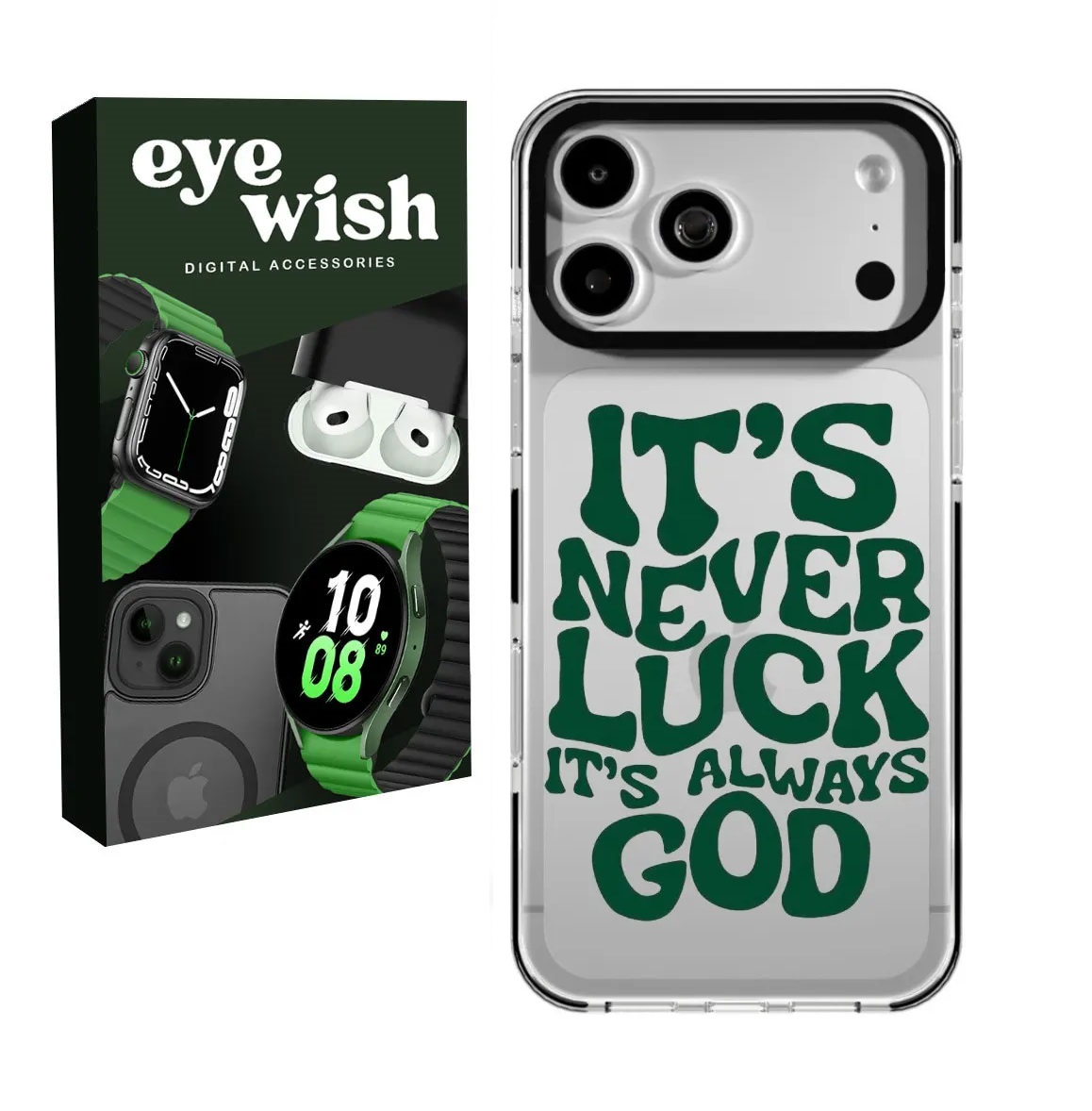 قاب موبایل شفاف تایپوگرافی 3D Good Vibes | طراحی مینیمال و فانتزی| مناسب آیفون iPhone 11 تا 17 Pro Max