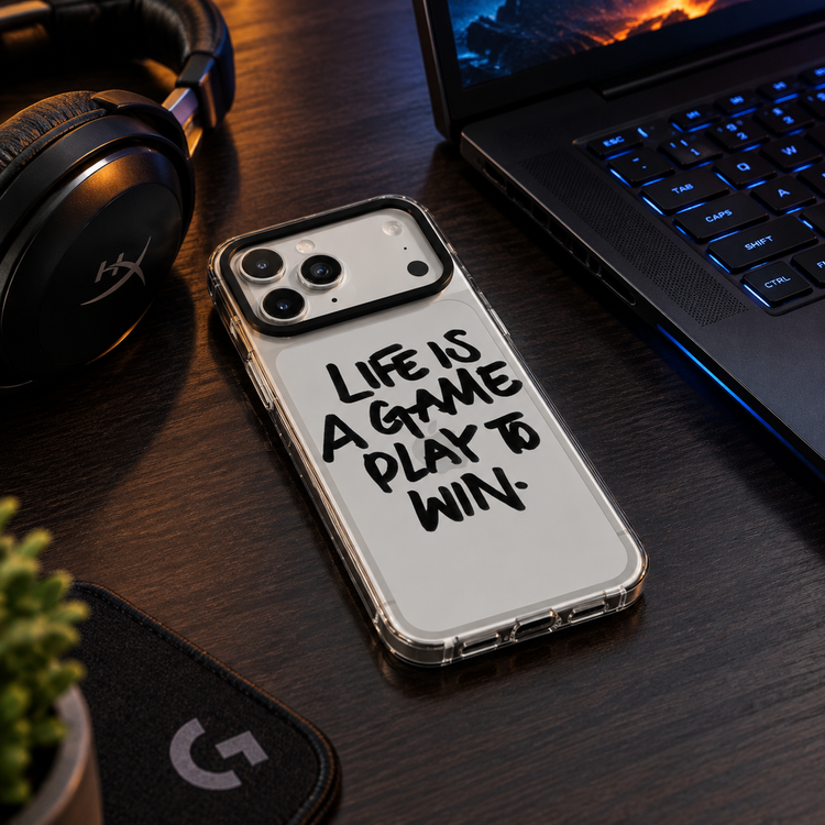 قاب آیفون LIFE IS A GAME شفاف پشت طلق | مناسب آیفون iPhone xتا 17 Pro Max