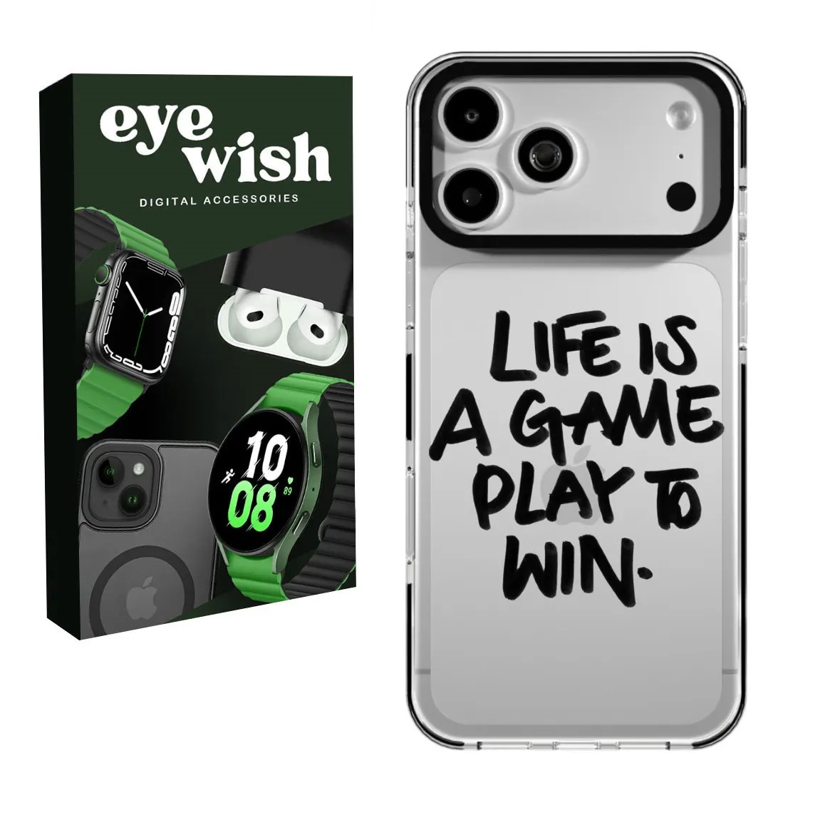 قاب آیفون LIFE IS A GAME شفاف پشت طلق | مناسب آیفون iPhone xتا 17 Pro Max
