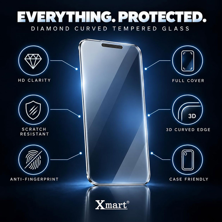 گلس بی حاشیه ایکس مارت مناسب اپل آیفون iphone 15 Pro max شیشه ای با کیفیت از برند Xmart