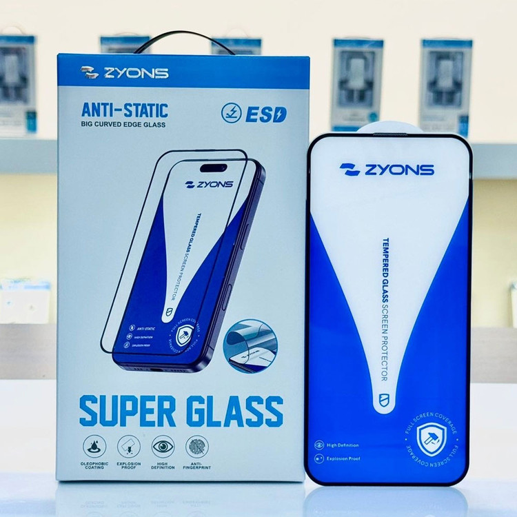 گلس بدون حاشیه بردلس زاینس مناسب برای اپل آیفون iphone 17 Pro شیشه ای بسیار با کیفیت بدون حاشیه مشکی